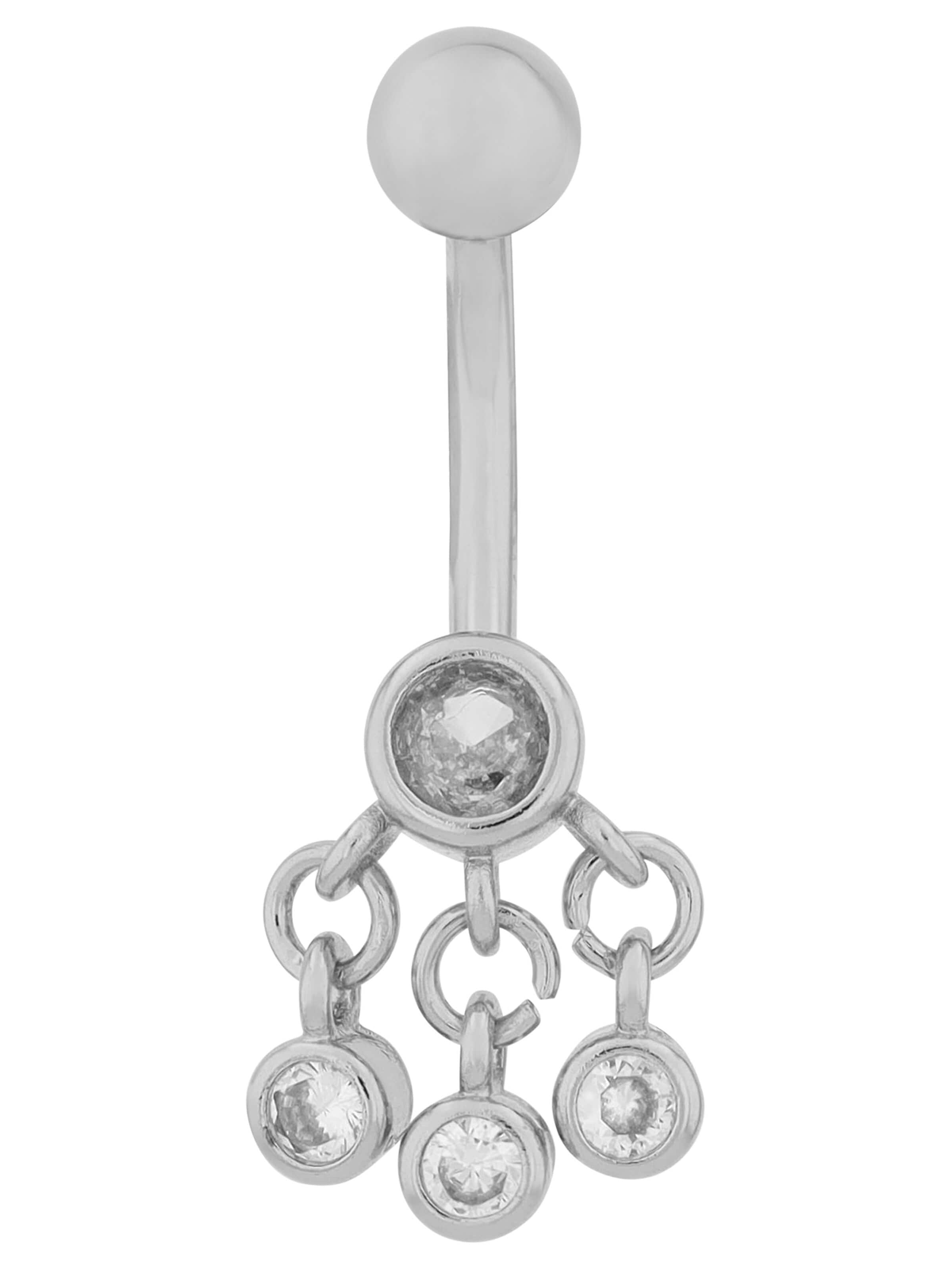 Akzent Piercingschmuck 'Zirkonia'‌‌‌‌‌‌‌ in Silber: Vorderseite