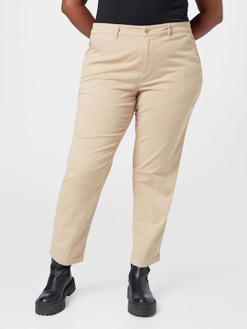 Coupe slim Pantalon chino 'GABBY' Lauren Ralph Lauren Plus en beige : devant