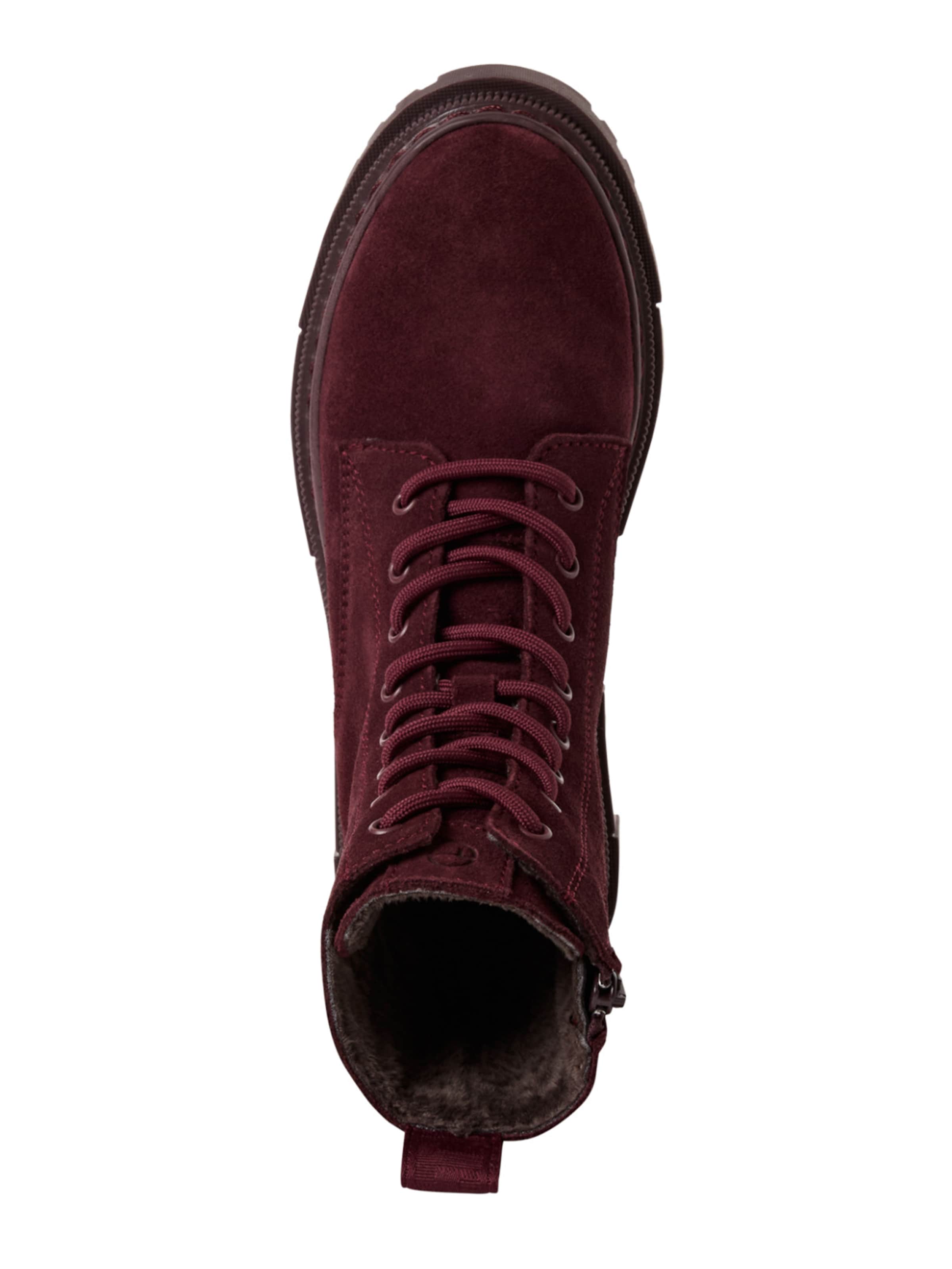 Tamaris Lace-Up Ankle Boots in Red