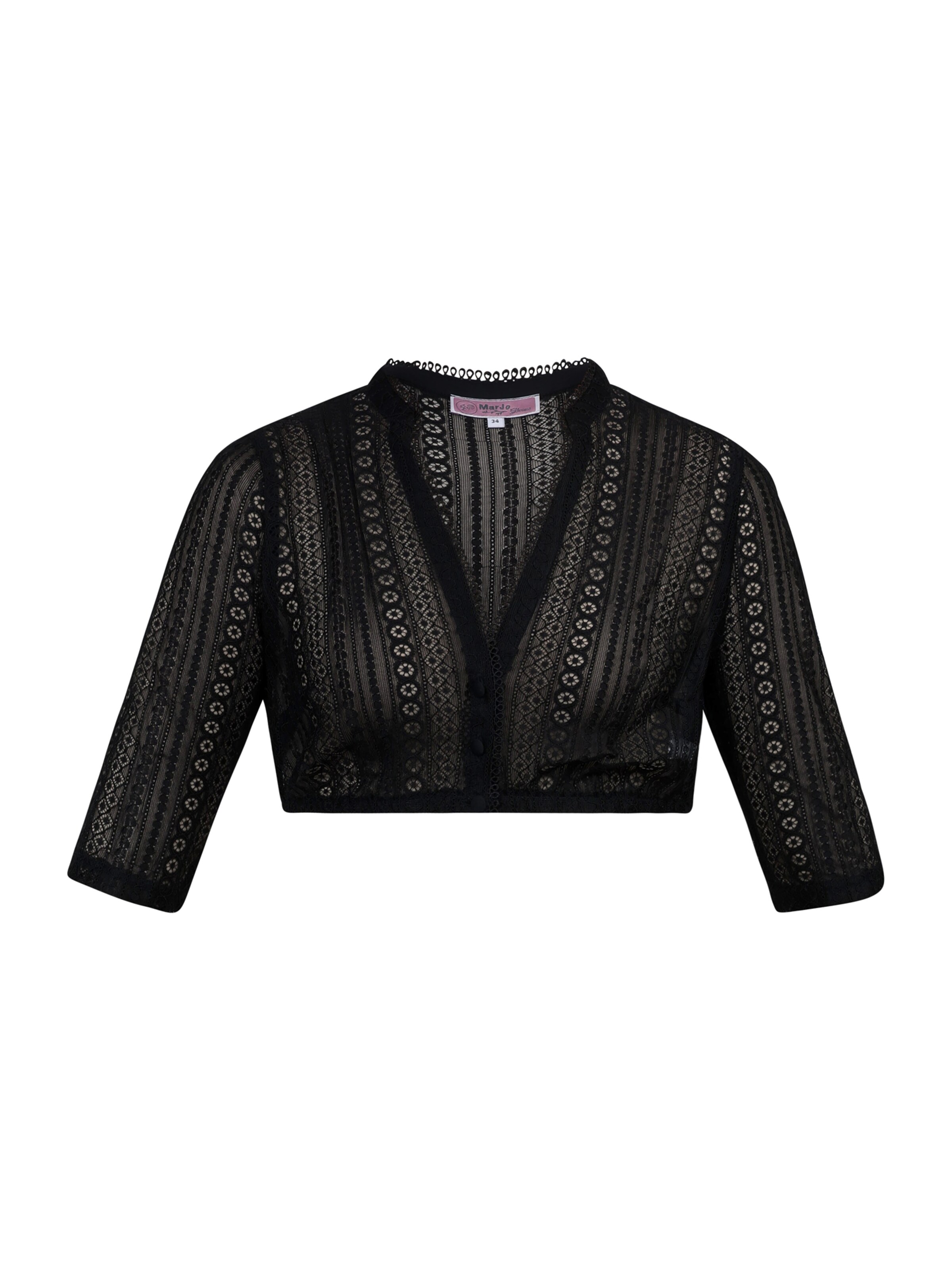 Blouse folklorique 'Aschach' MARJO en noir : devant