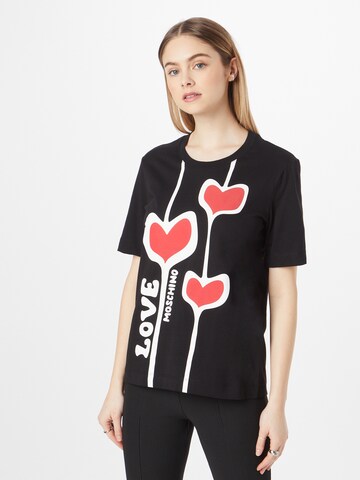 Love Moschino T-Shirt '3HEARTS' in Schwarz: Vorderseite