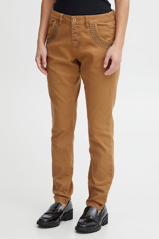 Slimfit Pantaloni 'Melina' di PULZ Jeans in marrone: frontale