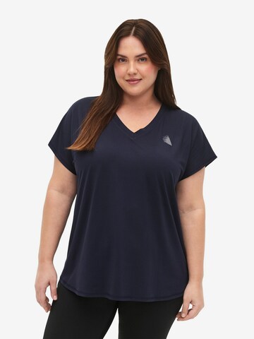 Active by Zizzi Shirt 'BASIC' in Blue: front