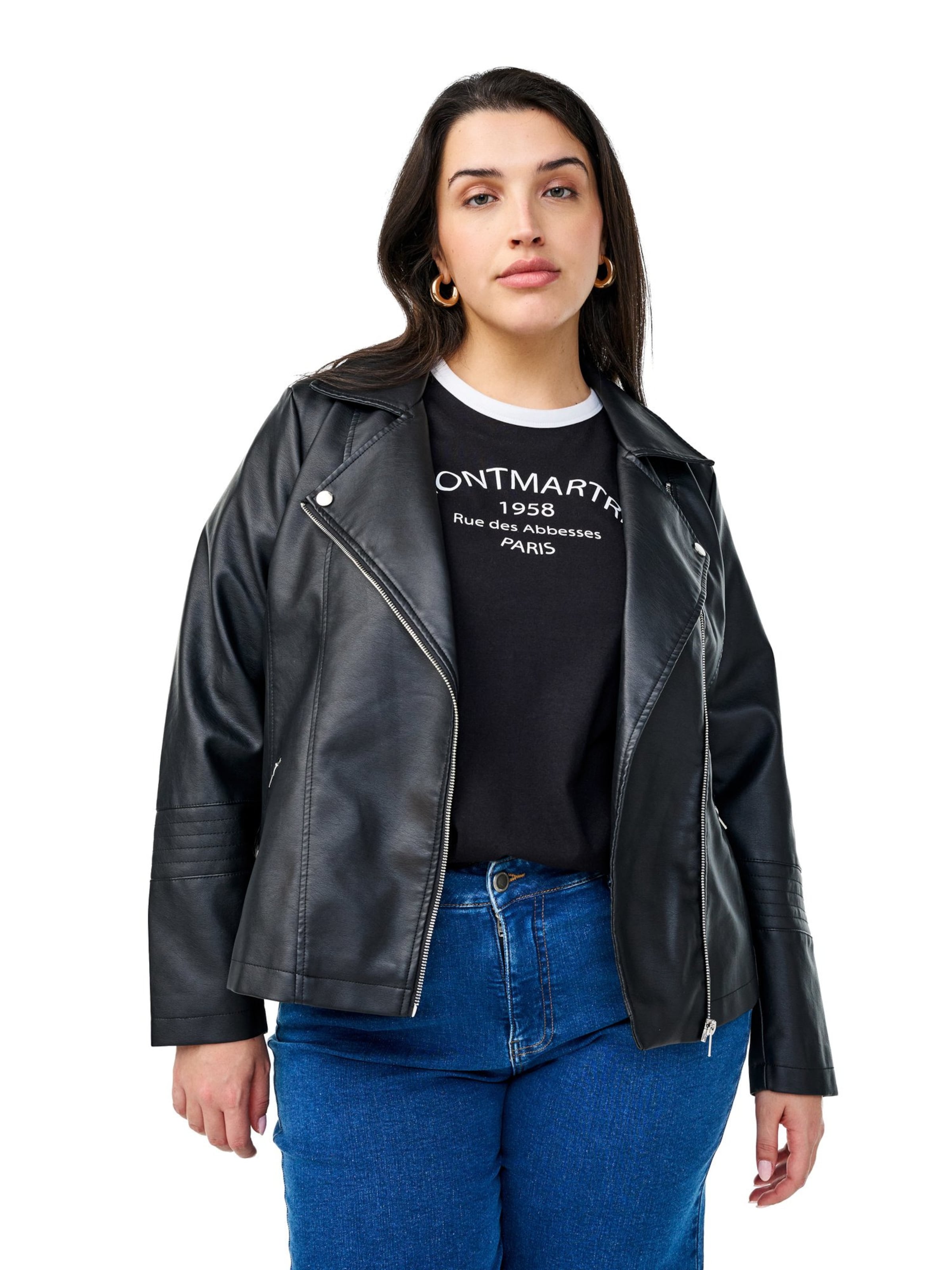 Zizzi Přechodná bunda 'Mzoe' – černá: přední strana