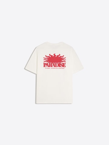 Bershka Póló 'PARADISE CLUB' - fehér