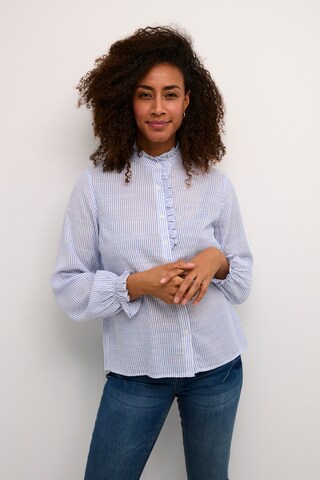 Cream Blouse in Blue: front