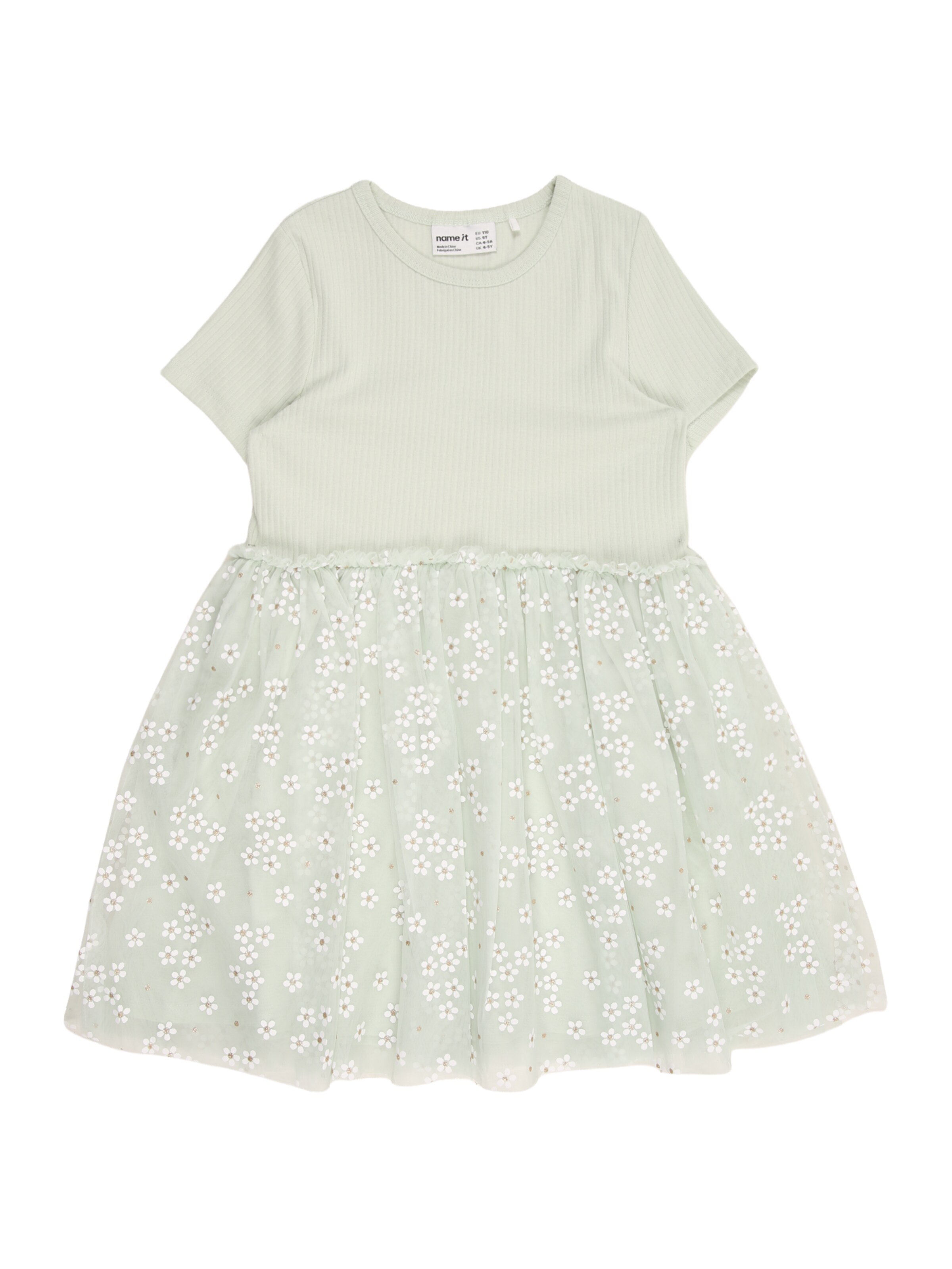 NAME IT - Vestido 'NMFFLORAL' en verde: frente