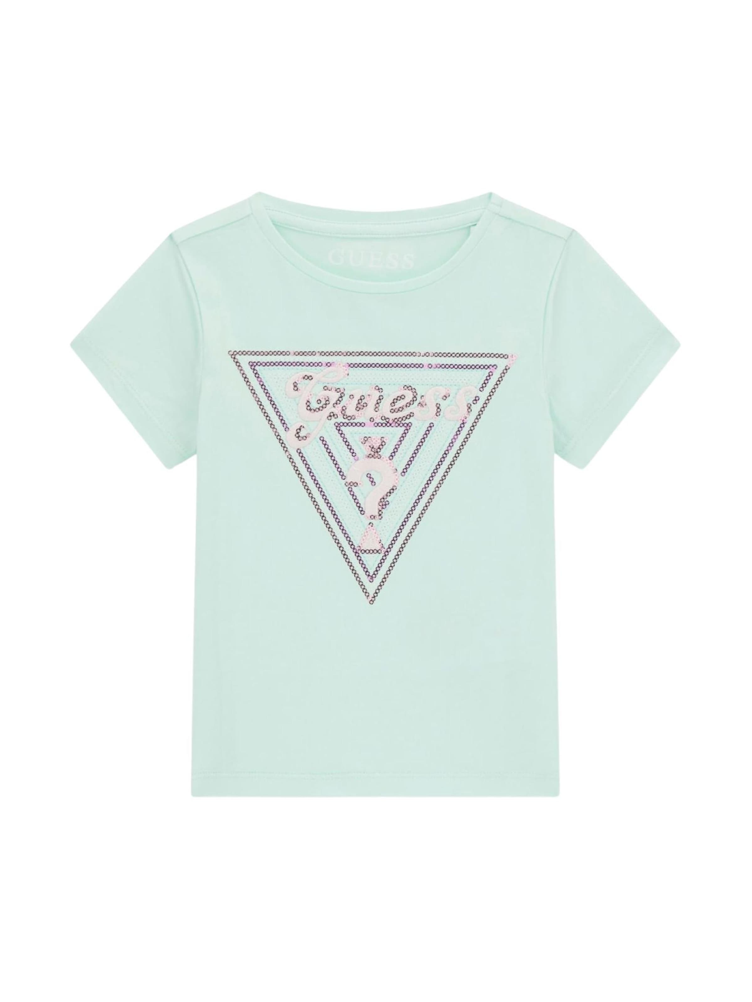 T-Shirt GUESS KIDS en vert : devant