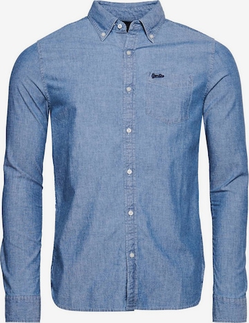 Superdry Regular fit Button Up Shirt in Blue: front