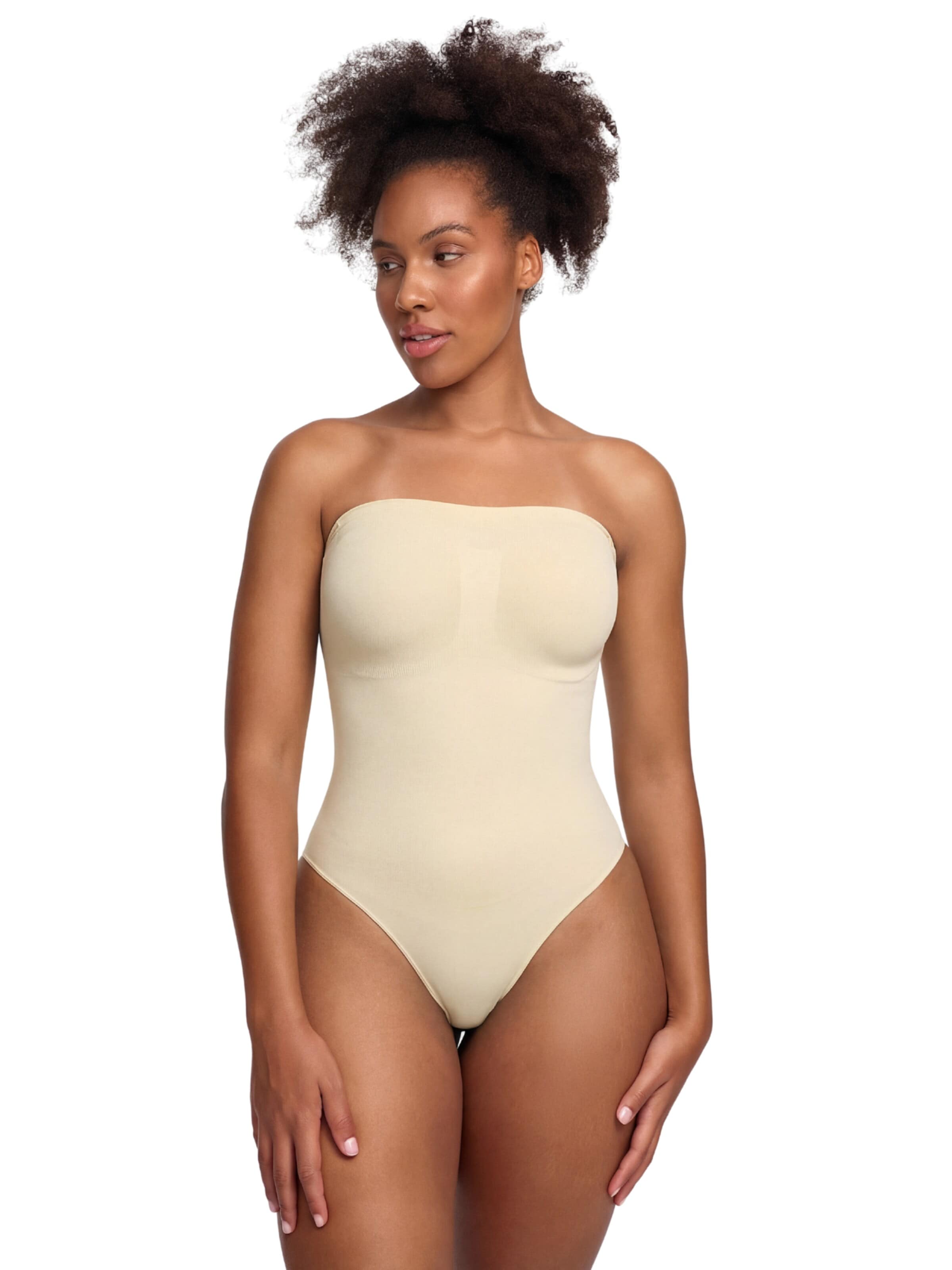 Body modelant 'Trägerloser Bodysuit Sculpting Shapewear mit String' cfab (formerly creamy fabrics) en blanc : devant