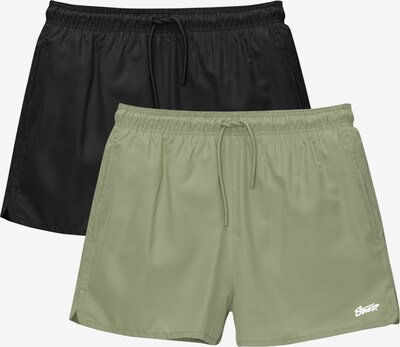 Pull&Bear Kratke kopalne hlače | oliva / črna barva, Prikaz izdelka