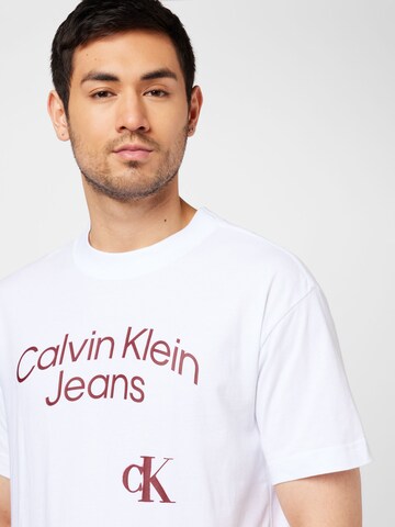 balta Calvin Klein Jeans Marškinėliai