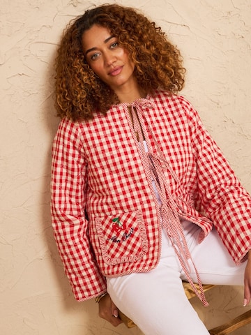 Veste mi-saison love & roses en rouge