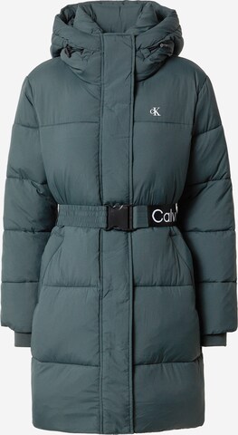 Calvin Klein Jeans Зимно палто в зелено: отпред