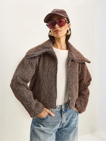 Bianco Lucci Between-Seasons Coat in Brown