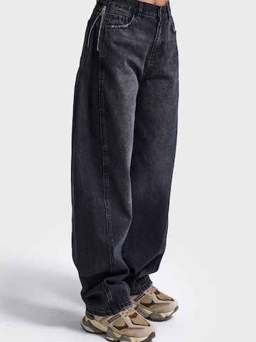 Barrel Jean 'ZIPPER BARREL BALLOON MID RISE JEANS - SOFT BLACK' IT'S BASIC en noir