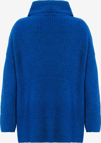 Cartoon Strickpullover mit Turtle Neck in Blau