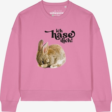 Sweat-shirt 'Ich hase dich! ' Watapparel en rose : devant
