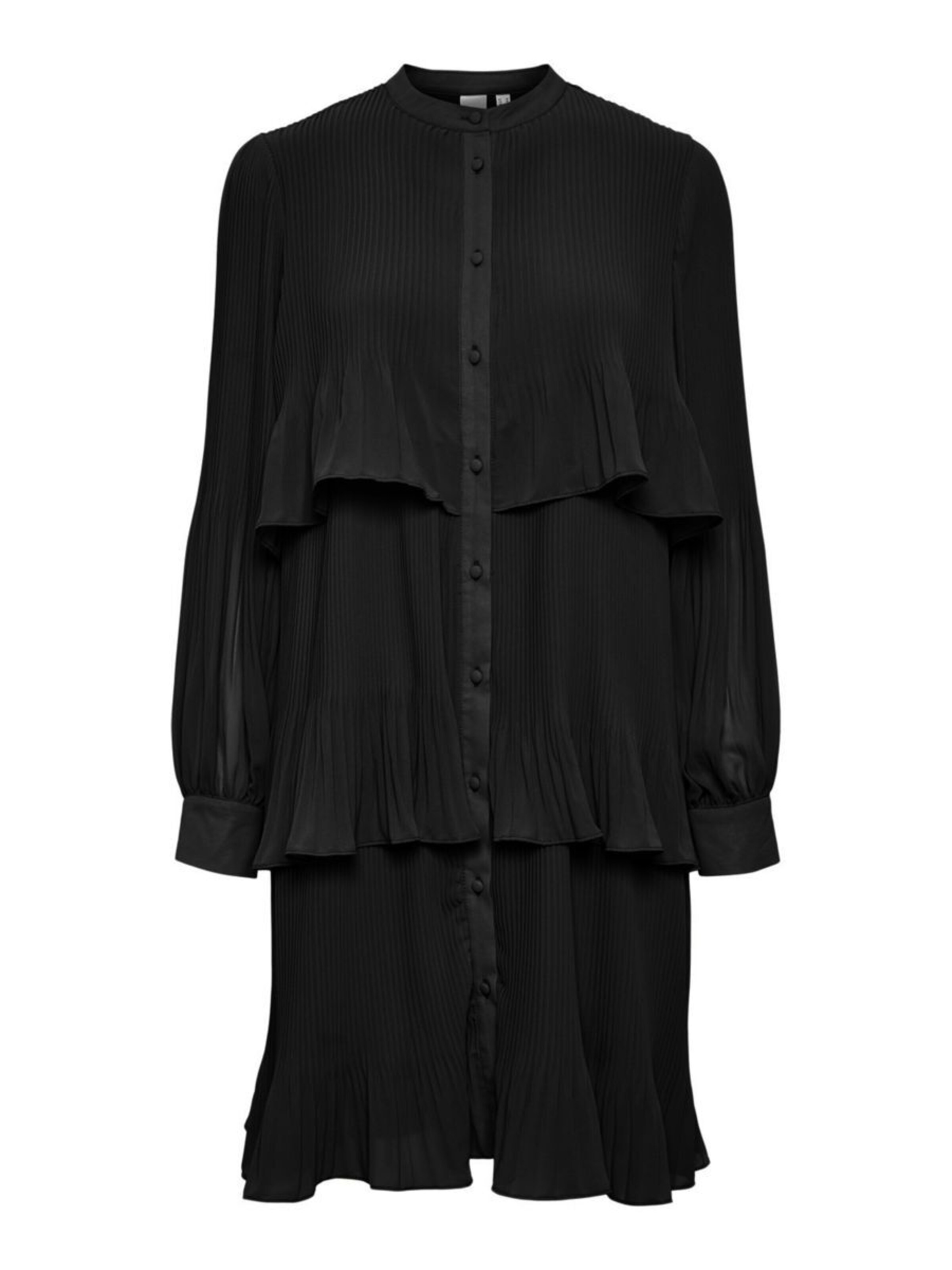 YAS - Vestido camisero 'Kalaya' en negro: frente