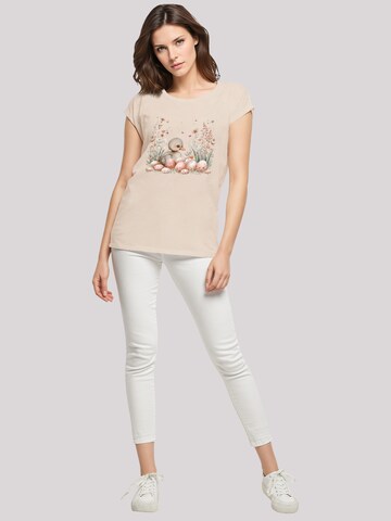 T-shirt 'Ente Ostereier Blumen Küken' F4NT4STIC en beige