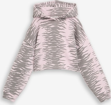 TOM TAILOR Cropped Hoodie Sweatshirt mit Muster in Pink: Vorderseite