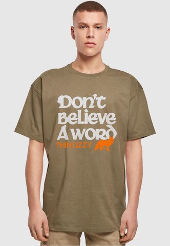Merchcode Shirt 'Thin Lizzy - Dont Believe A Word Fox' in Groen: voorkant
