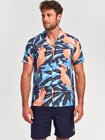 Shiwi Regular fit Button Up Shirt 'Tropical Cockatoo' in Blue: front