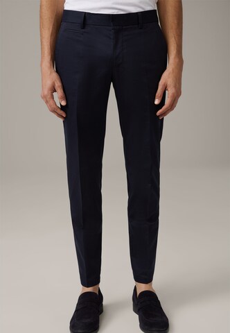 STRELLSON Slim fit Pleated Pants 'Kyle' in Blue: front