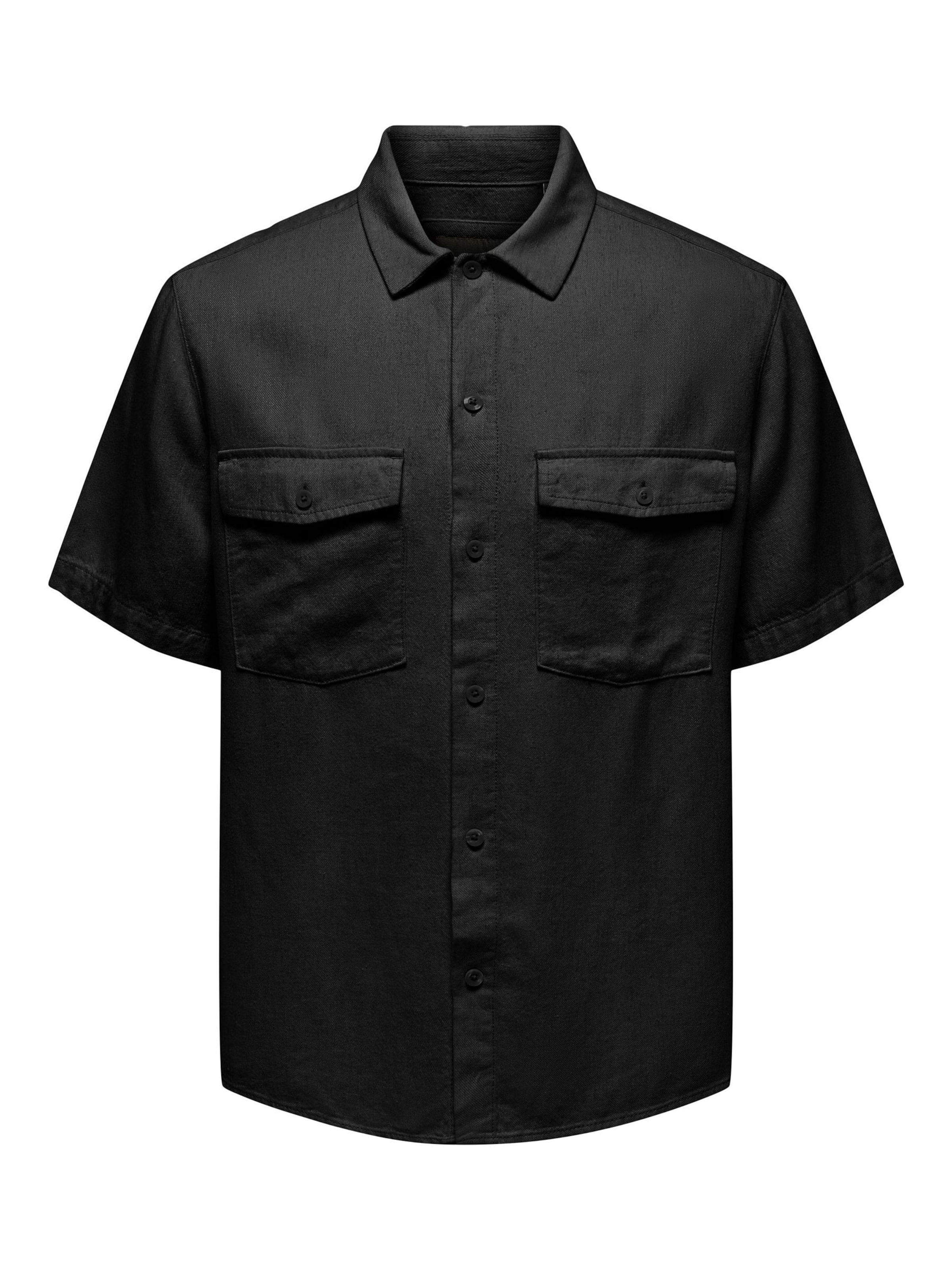 Only & Sons Regular fit Overhemd 'Kari' in Zwart: voorkant