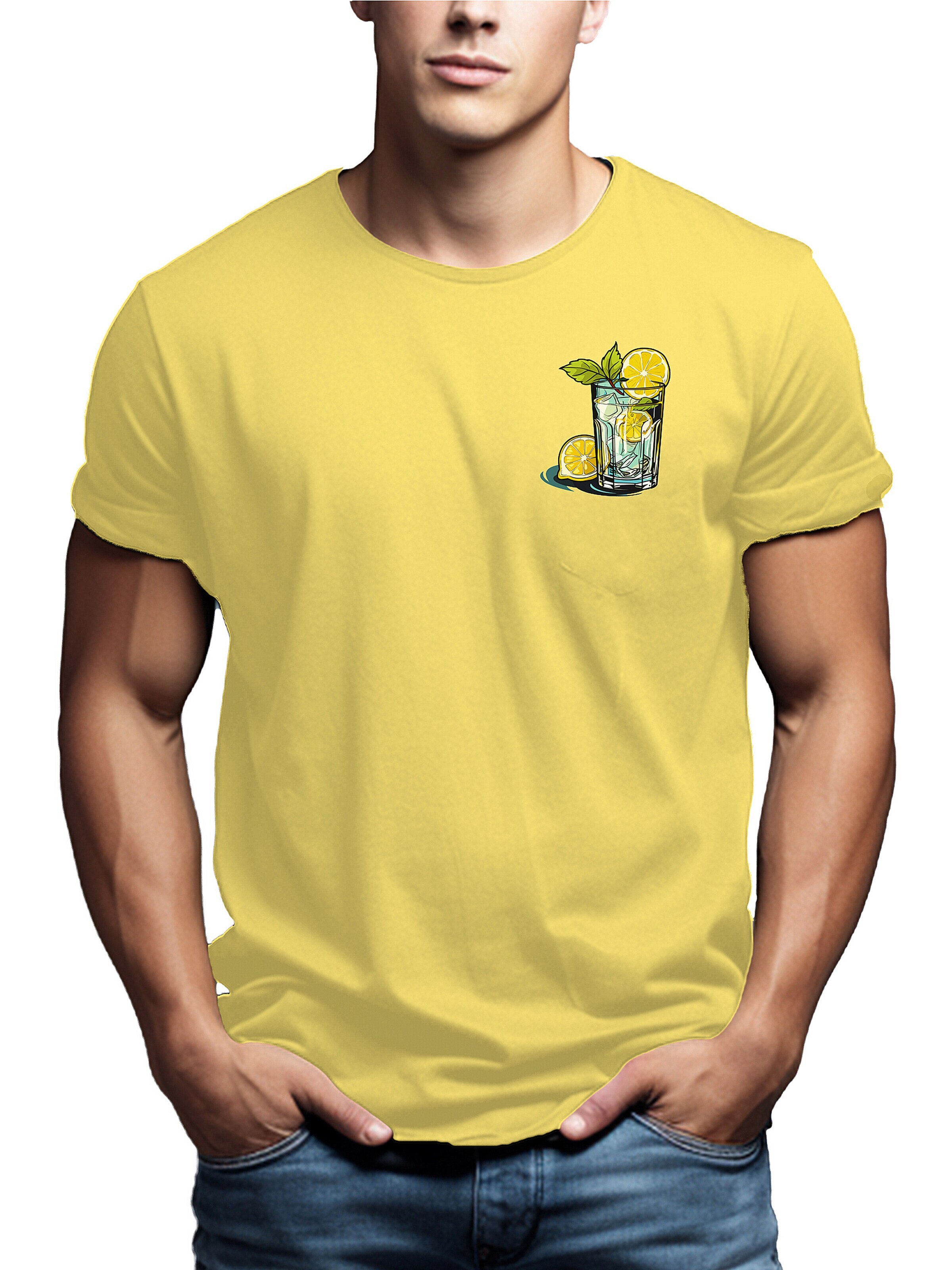 MAKAYA Shirt 'Gin Tonic' in Yellow