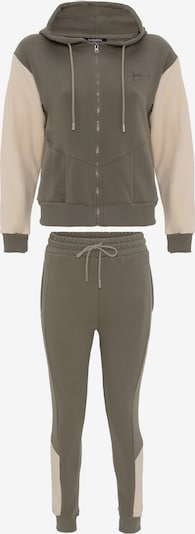 Tom Barron Trainingsanzug in beige / grün, Produktansicht