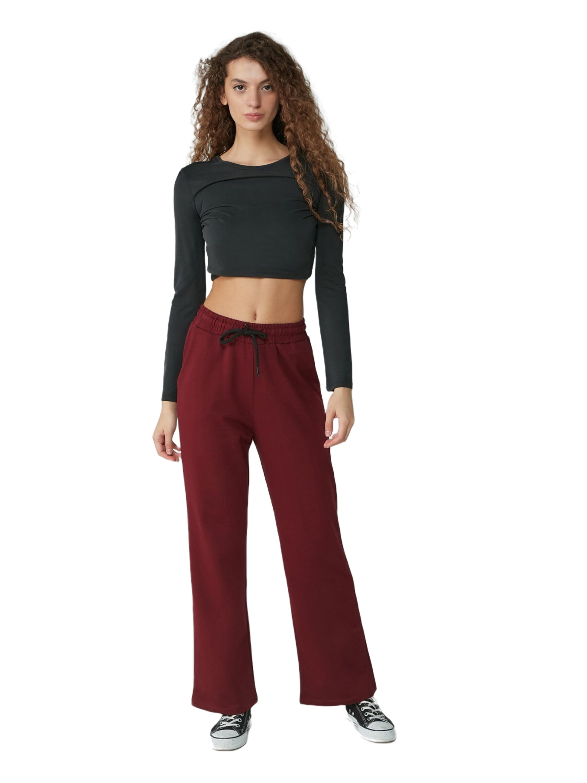 C&City Flared Broek in Rood: voorkant