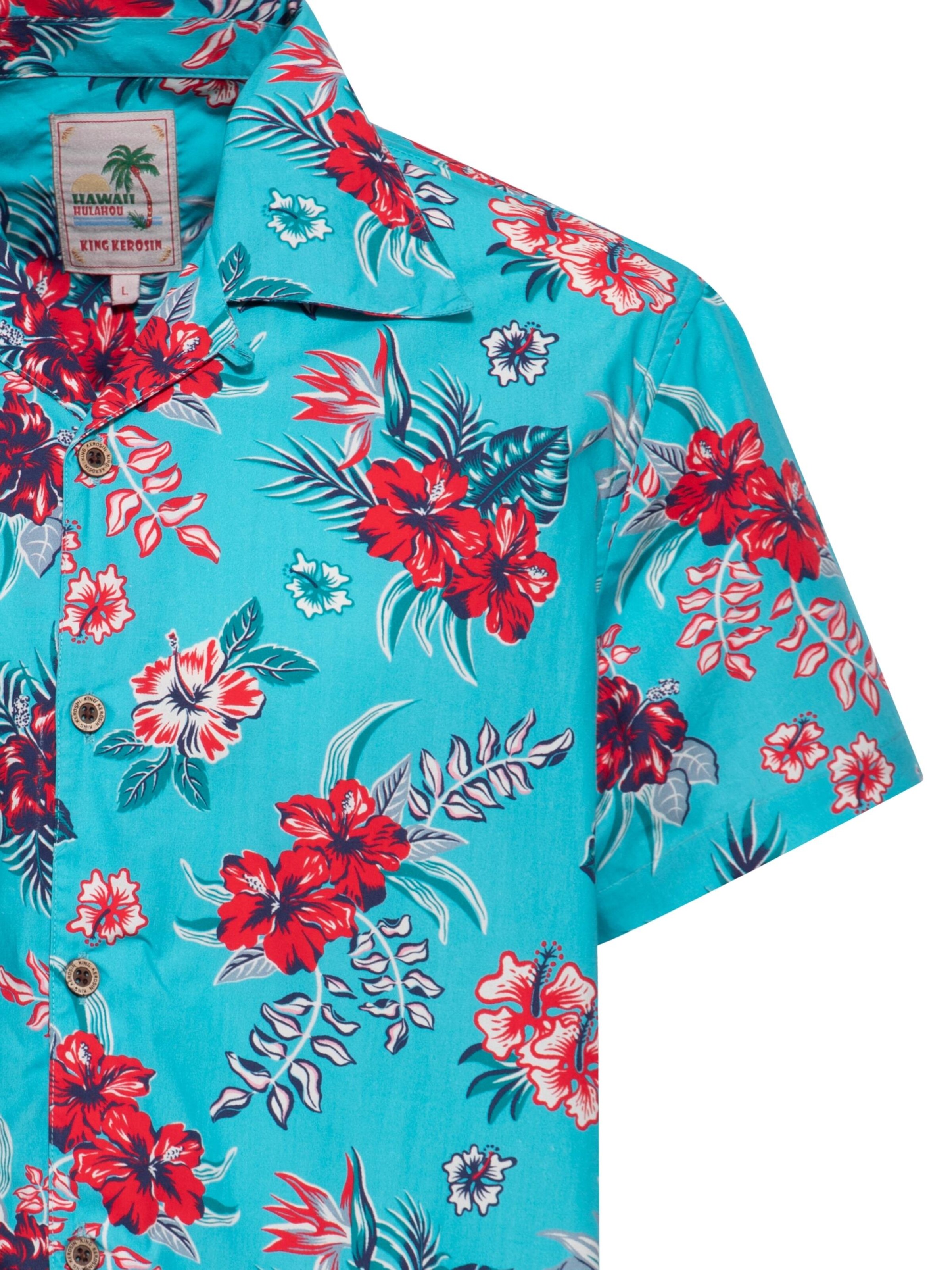 King Kerosin Regular Fit Hemd 'Hibiscus'‌‌‌‌‌‌‌ in Blau