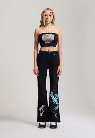 Ed Hardy Lużny krój Jeansy 'Rising Phoenix' w kolorze czarny