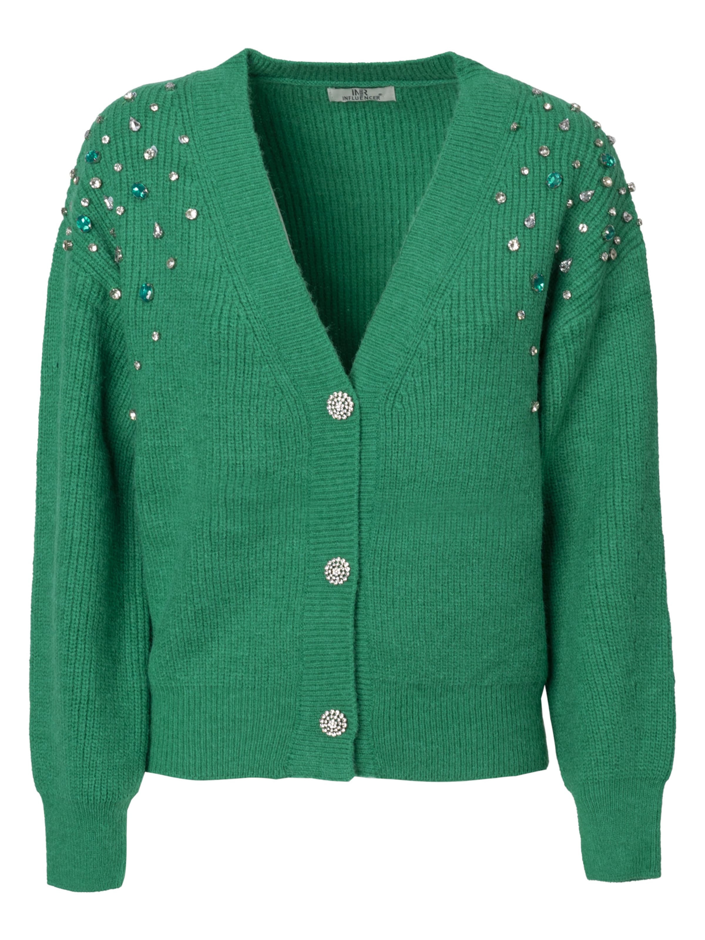 Influencer Neuletakki värissä vihreä: etupuoli