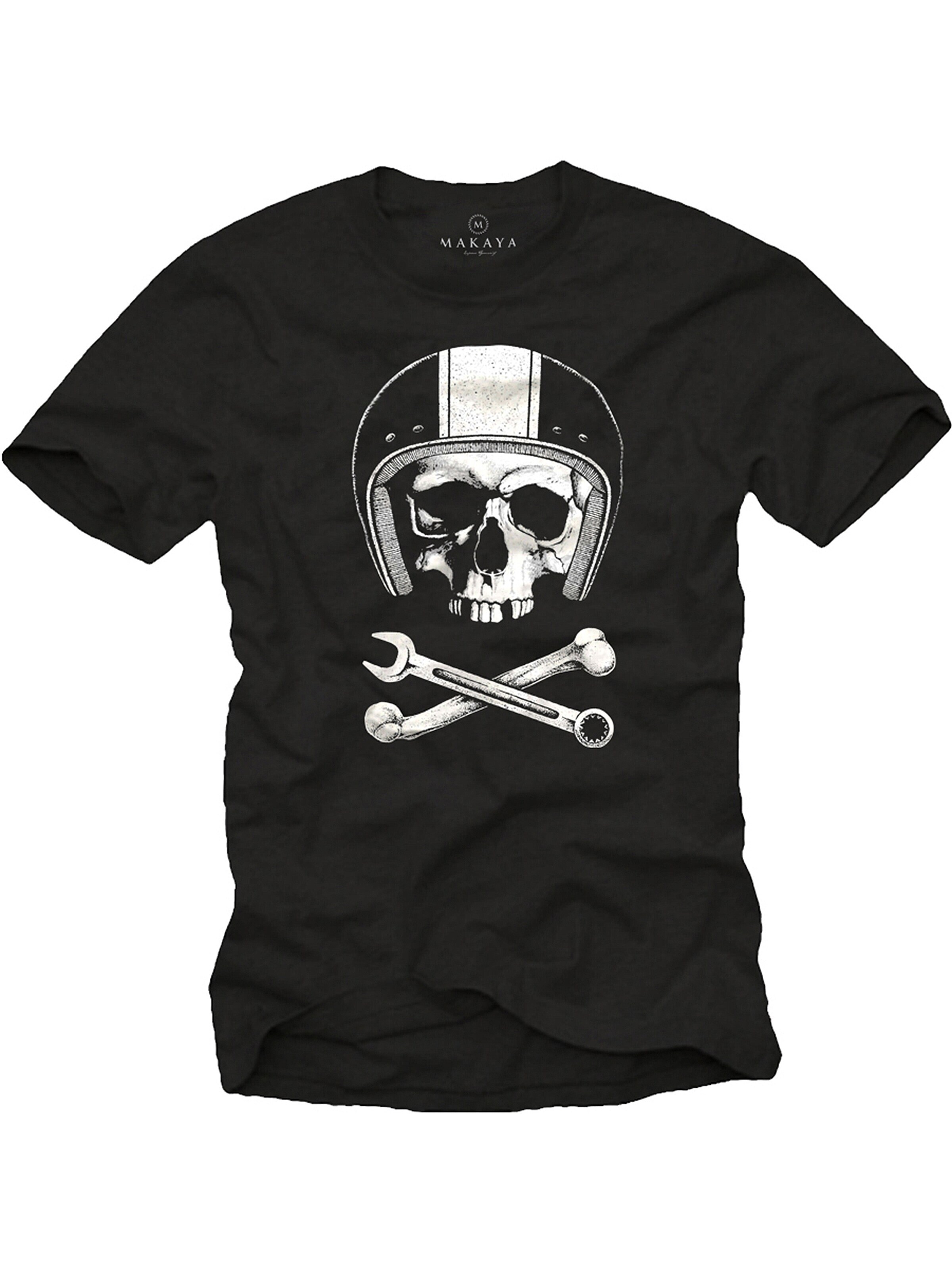 MAKAYA Shirt 'Mechanic Skull' in Black: front
