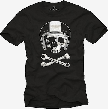 MAKAYA Shirt 'Mechanic Skull' in Black: front
