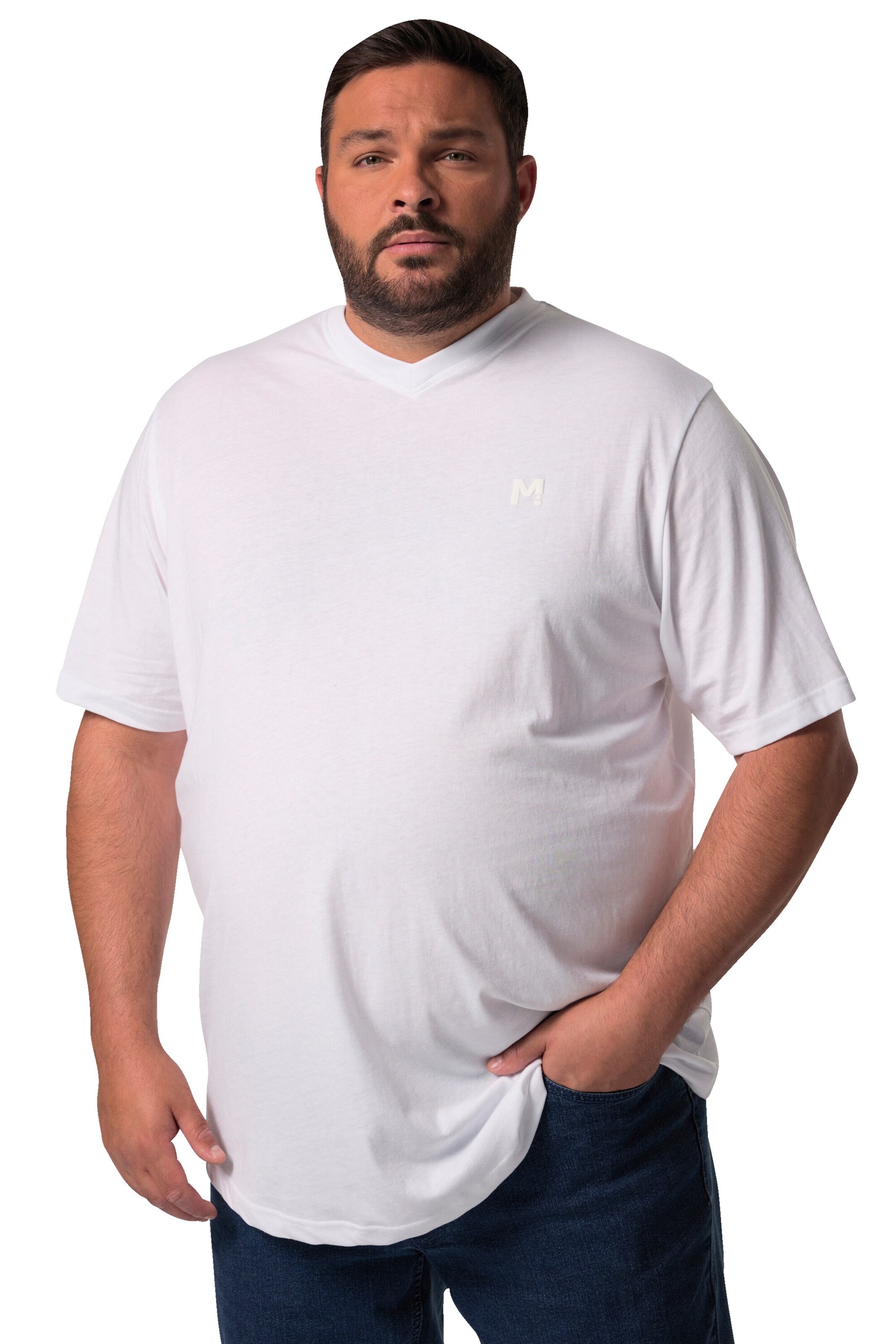 Men Plus Shirt in White: front