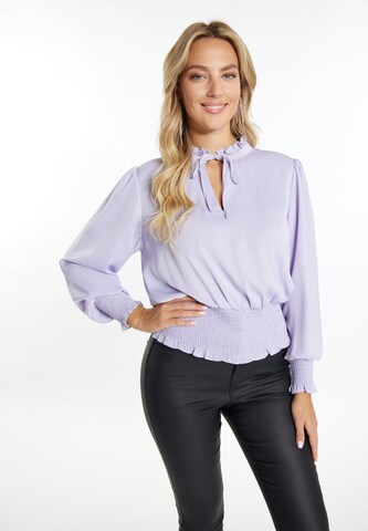 Camicia da donna di faina in lilla: frontale