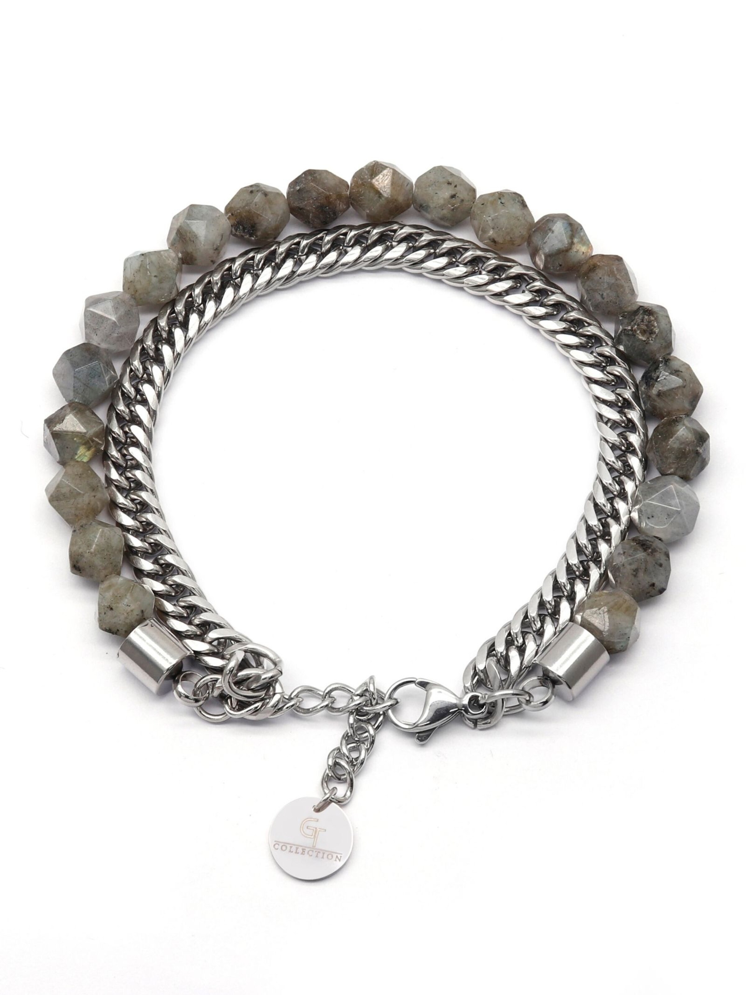 GT Collection Armband 'Faceted-Bead' in Grau