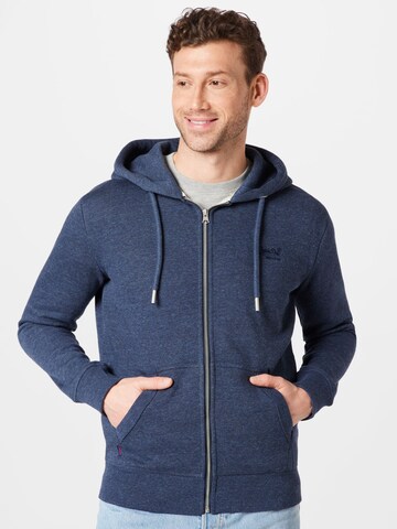 Superdry Zip-Up Hoodie in Blue: front