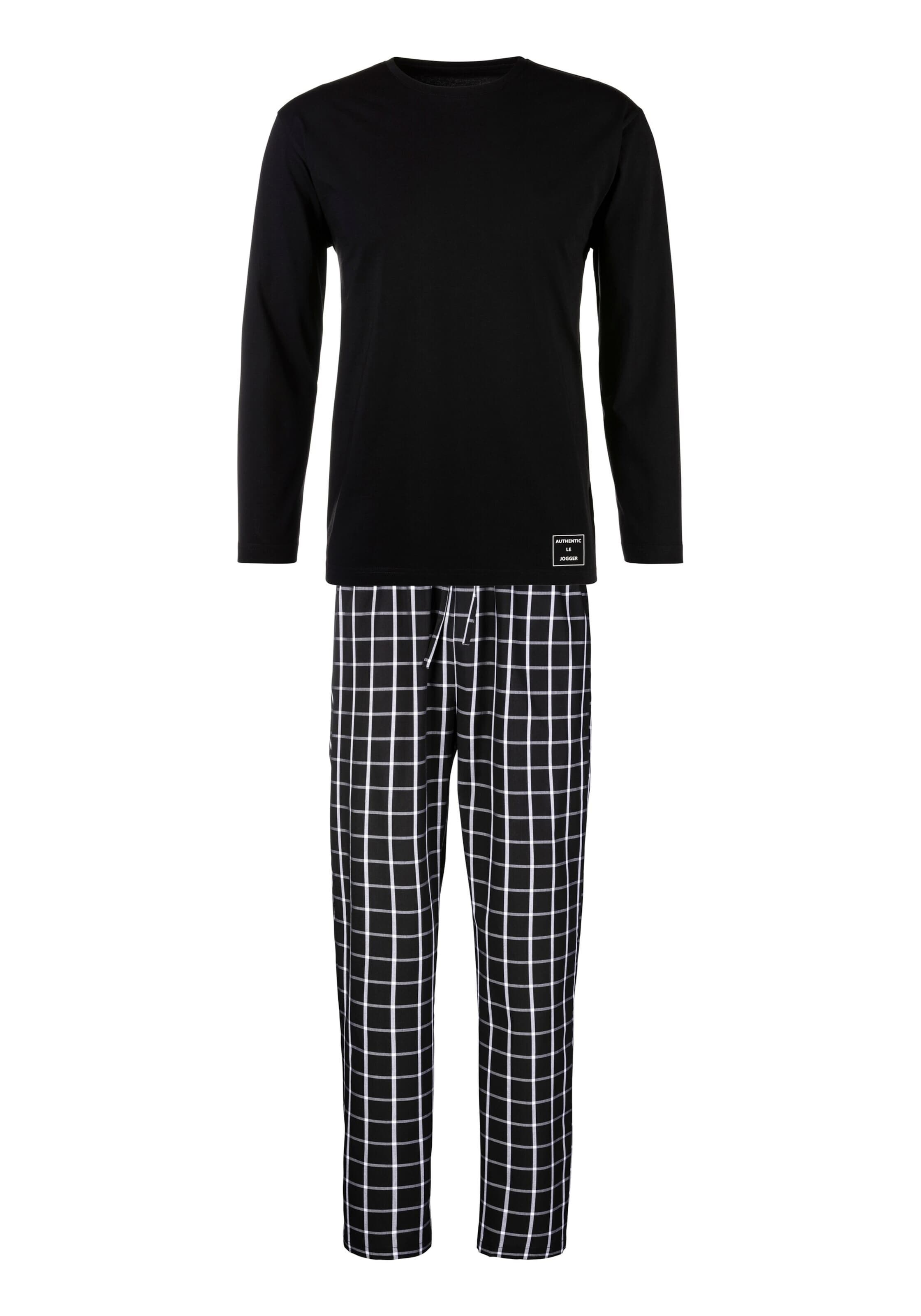 Authentic Le Jogger Long Pajamas in Black: front