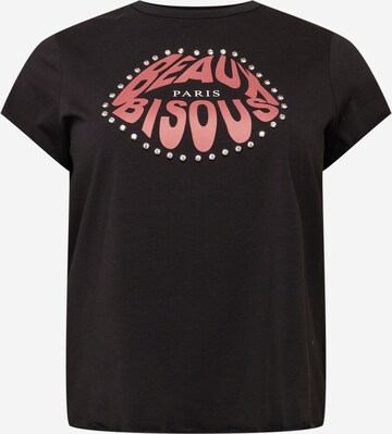 River Island Plus T-Shirt 'BEAUX BISOUS' in Schwarz: predná strana