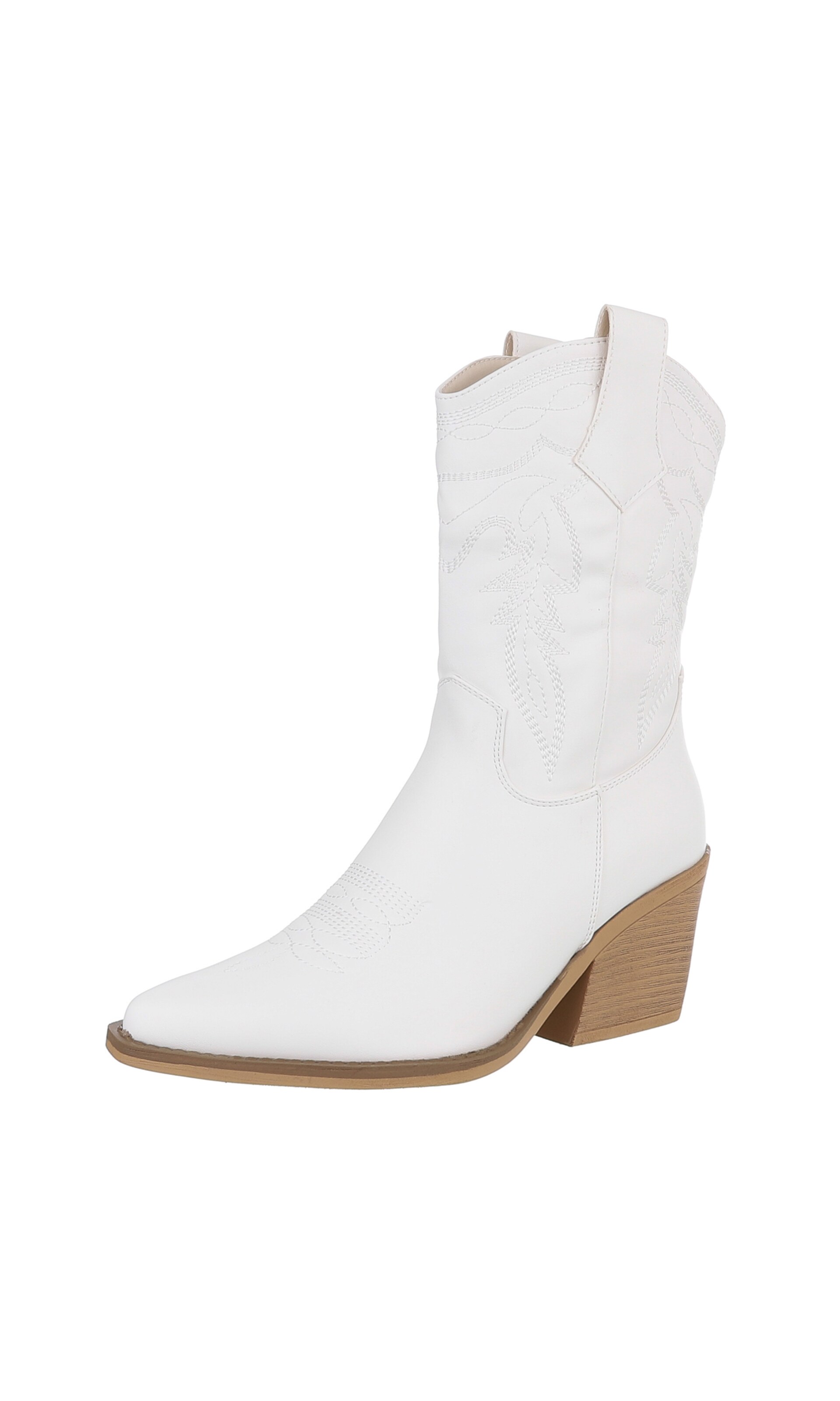 Ital-Design Cowboy Boots in White: front