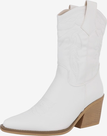Ital-Design Cowboy Boots in White: front