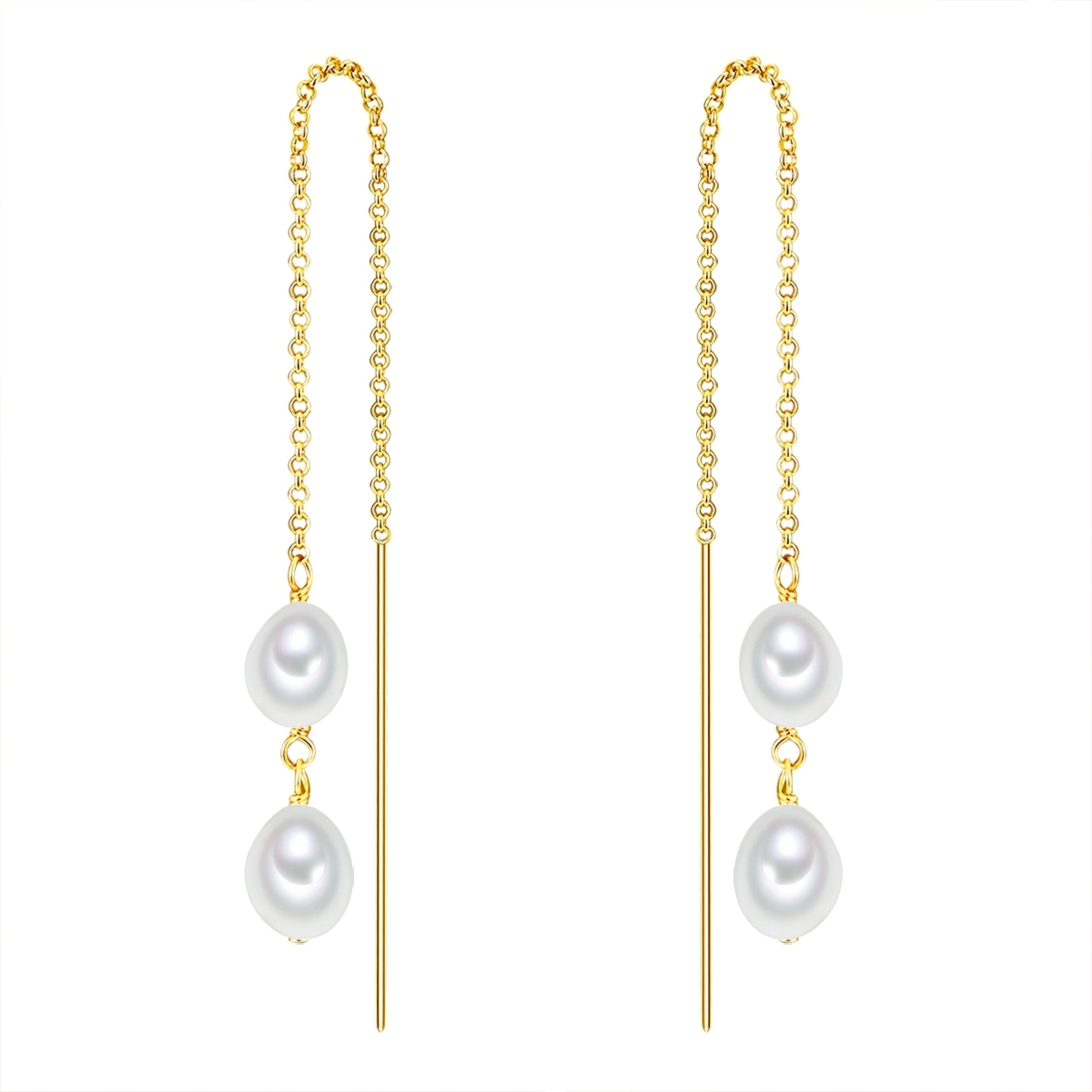 Boucles d'oreilles Valero Pearls en or : devant