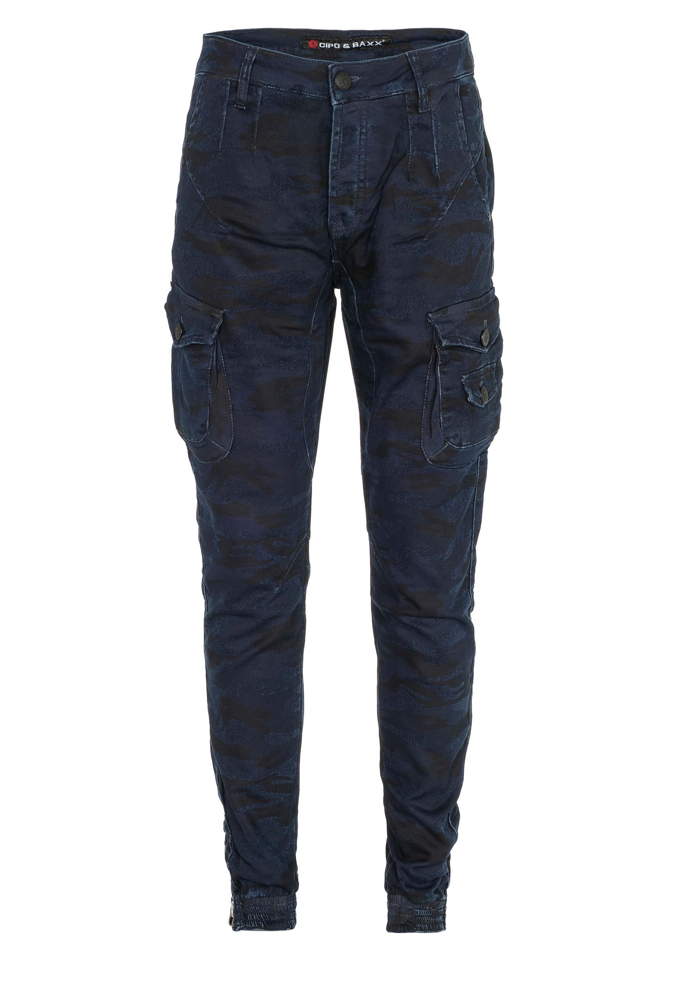 Effilé Pantalon cargo CIPO & BAXX en bleu : devant