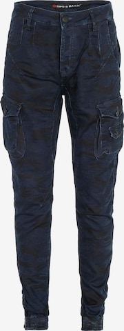 CIPO & BAXX Tapered Cargo Pants in Blue: front