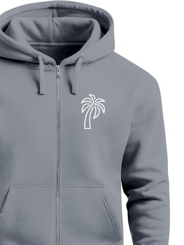 Neverless Zip-Up Hoodie 'Palm Lineart' in Grey