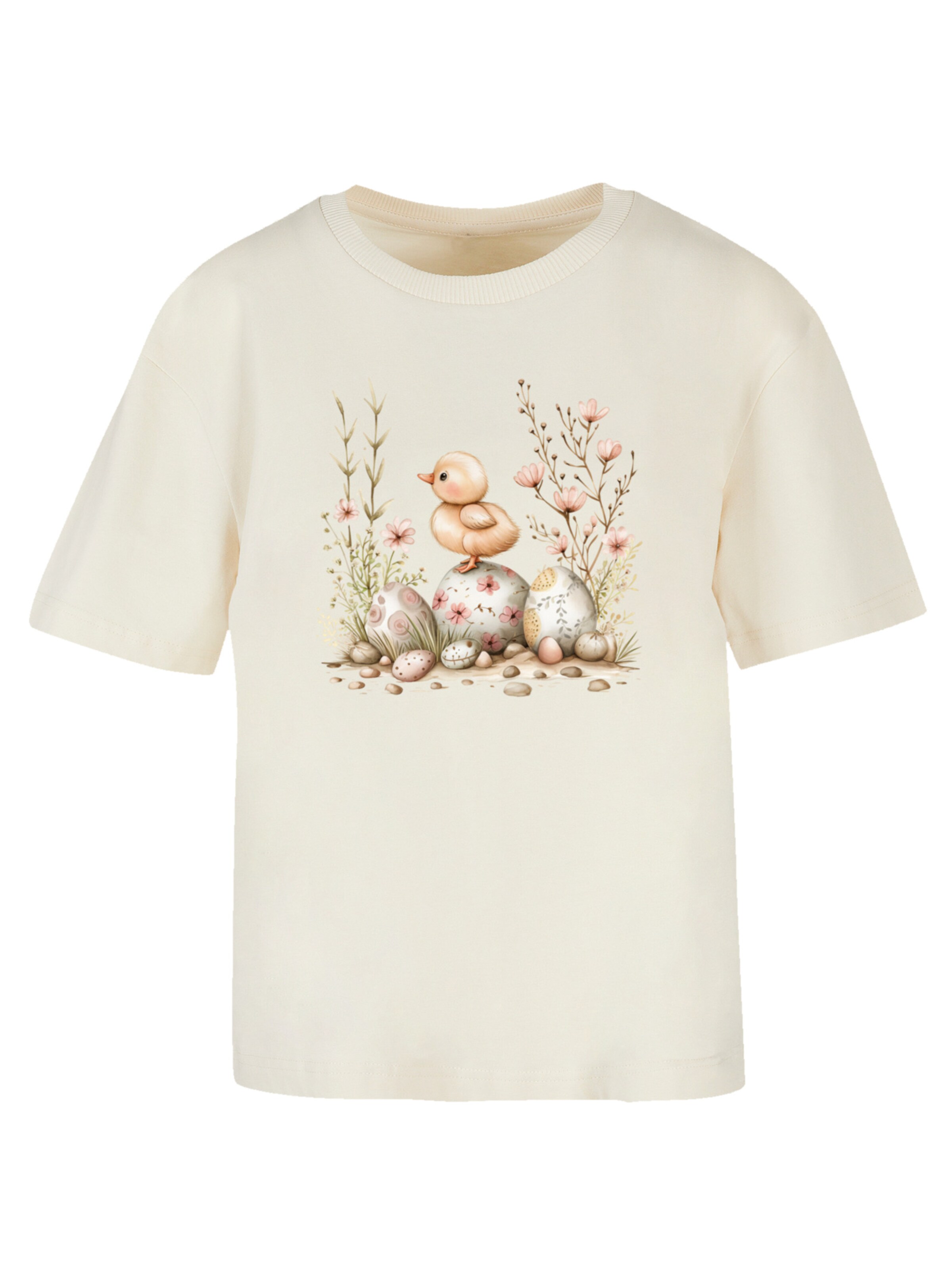 T-shirt 'Ostern Küken Ei Blumen' F4NT4STIC en beige : devant